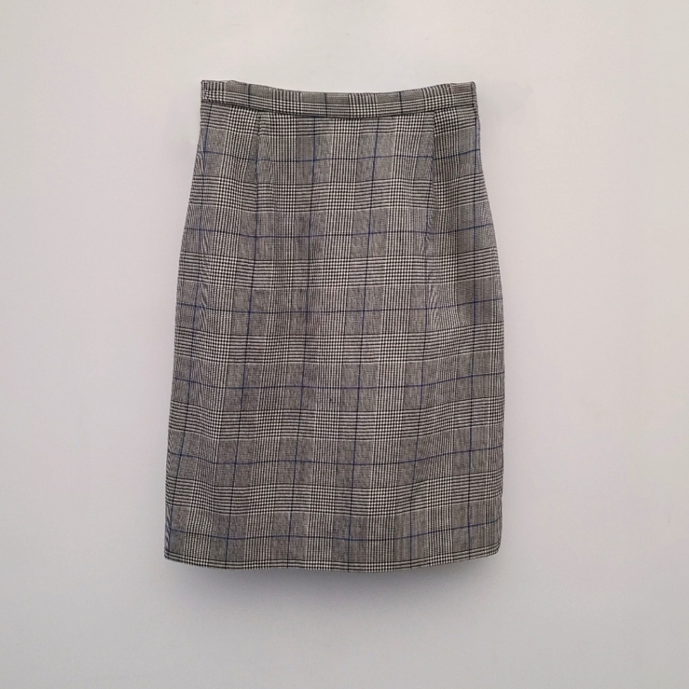 Vintage Saks Fifth Avenue Houndstooth Wool Pencil Skirt, 10, tweed